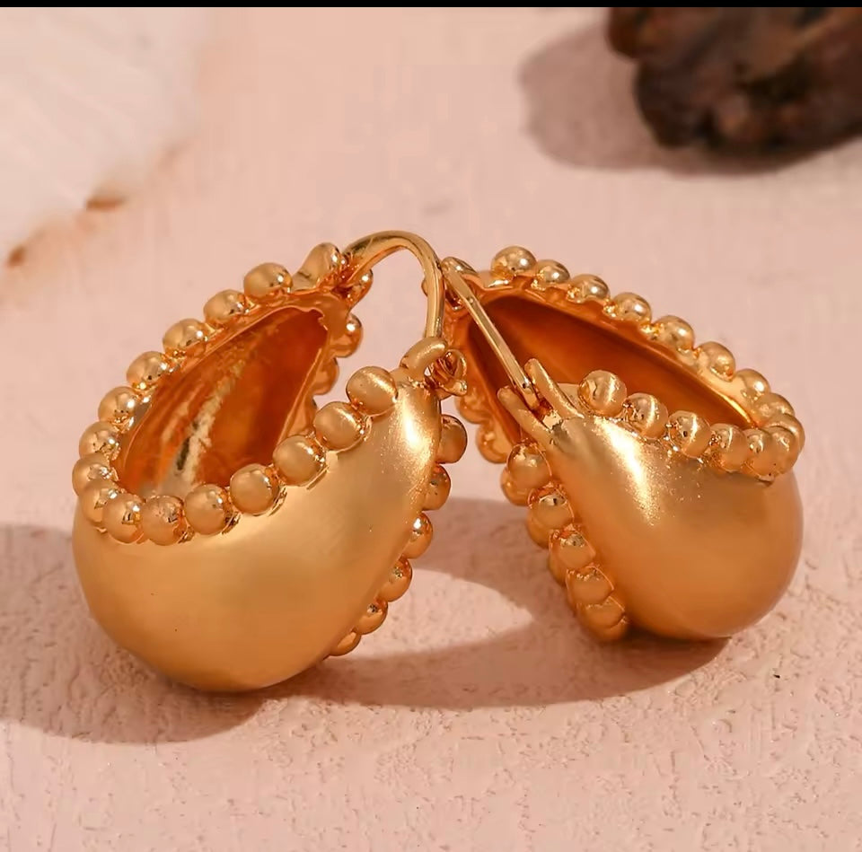 Theodora matte gold hoops (latchback clasp)