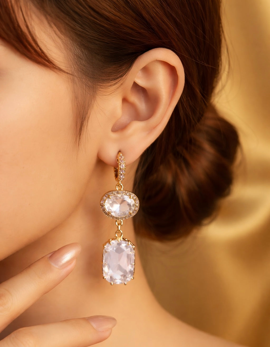 Jayne earrings (powder clear quartz and turquoise limited edition)