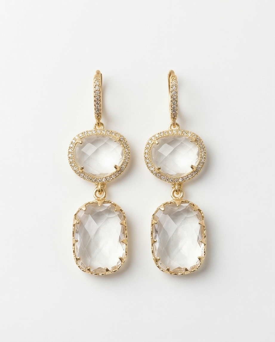 Jayne earrings (powder clear quartz and turquoise limited edition)