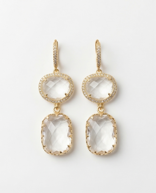 Jayne earrings (powder clear quartz and turquoise limited edition)