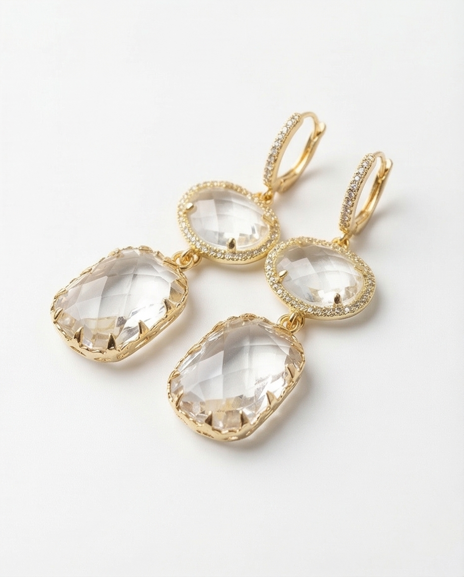 Jayne earrings (powder clear quartz and turquoise limited edition)